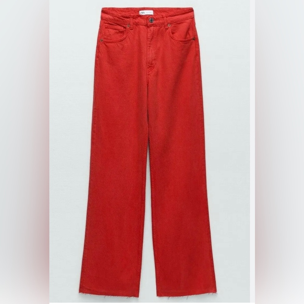 Zara long flare jeans with rough hem